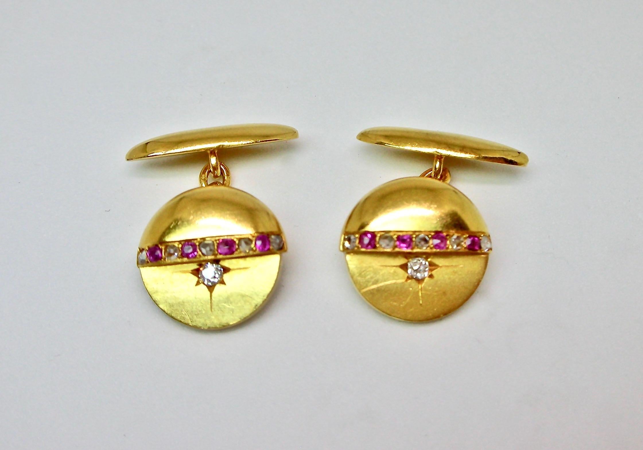 Ruby And Diamond Cufflinks In Good Condition For Sale In Milano, MI