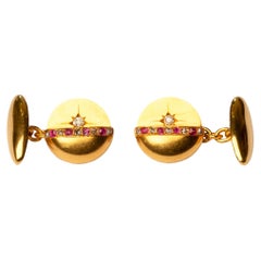 Ruby And Diamond Cufflinks 18ct gold round star setting