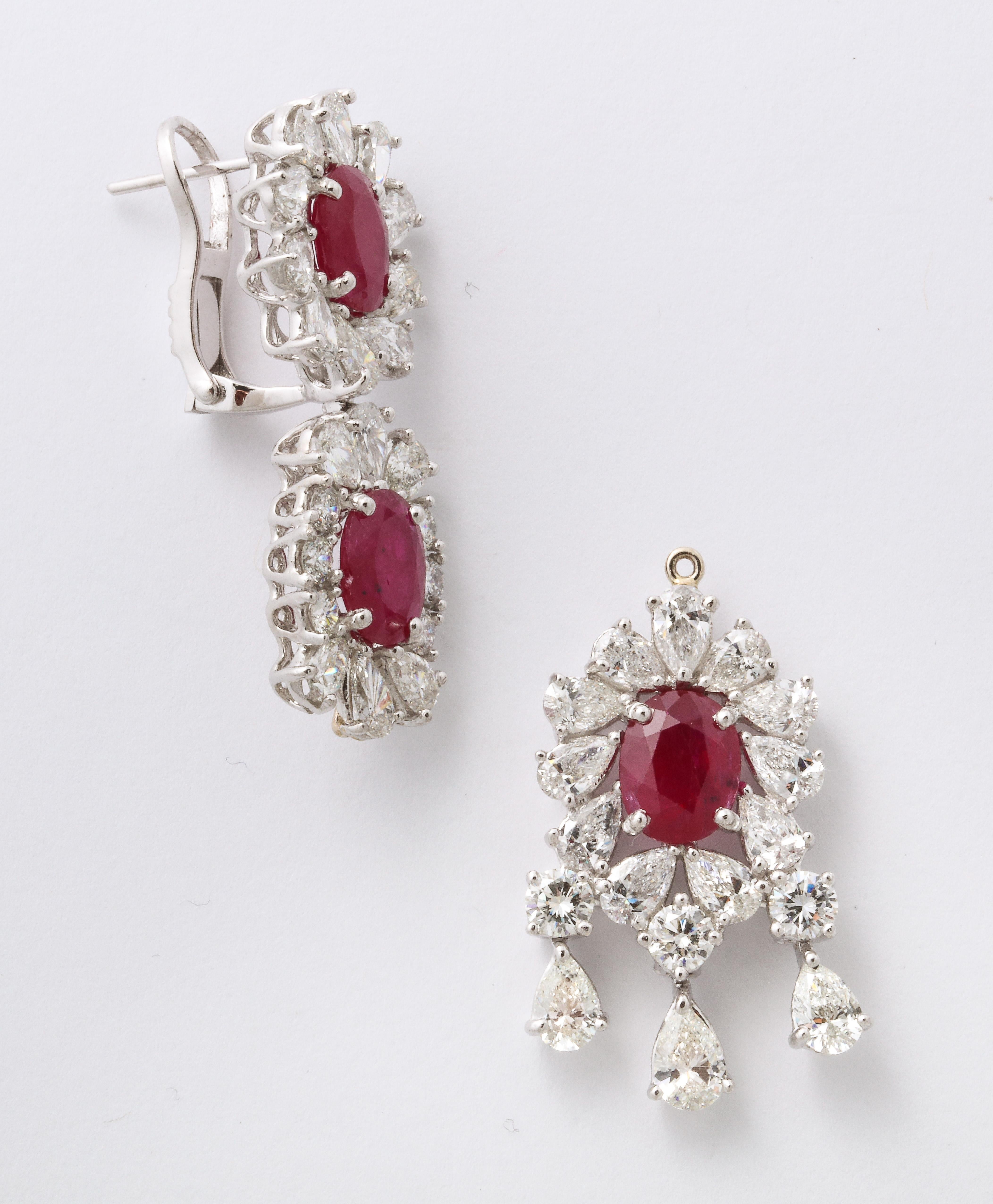 Ruby and Diamond Dangle Drop Earrings 2
