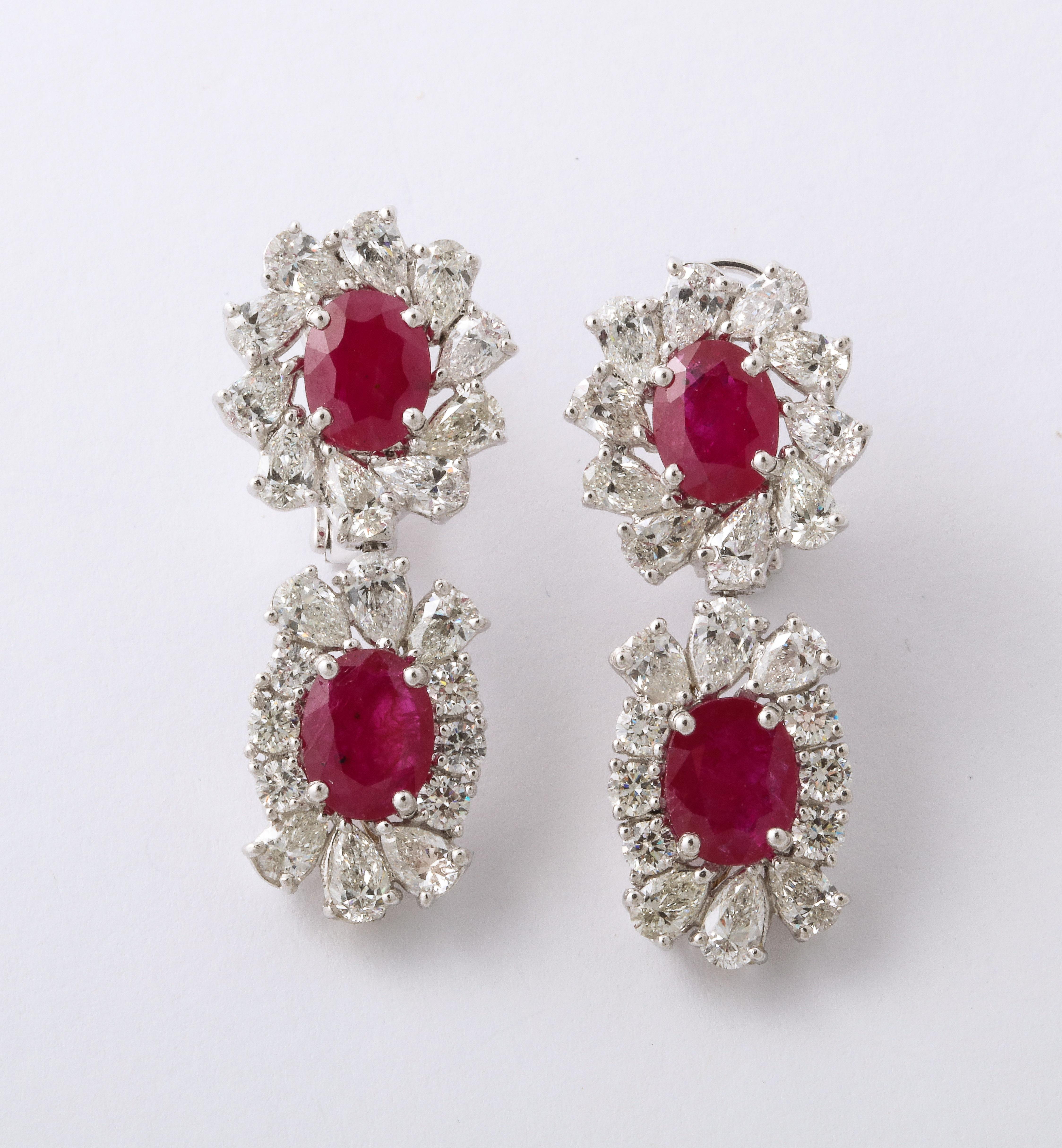Ruby and Diamond Dangle Drop Earrings 3
