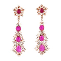 Ruby and Diamond Dangle Earring in 18k Gold