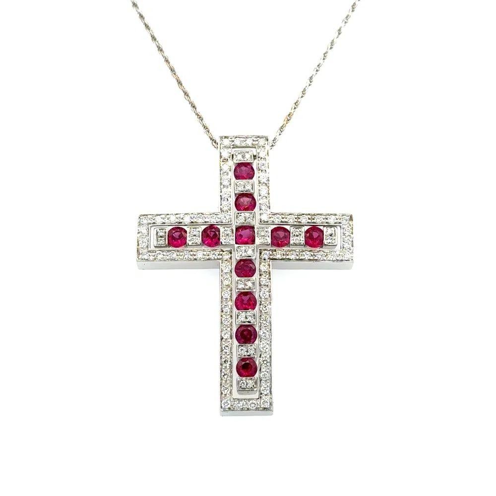 Rubí y diamante de diseño DAMIANI Collar de oro de 2 piezas con cruz insertada Corte redondo en venta