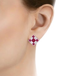 Ruby and Diamond Dice Earrings