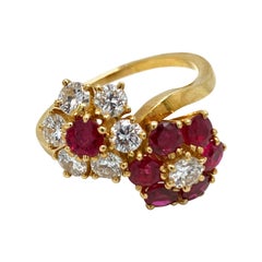 Van Cleef & Arpels  Ruby and Diamond Double Flower Ring