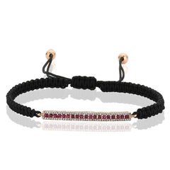 Pulsera Bolo de Cordón de Rubíes y Diamantes de Oro Rosa de 14k