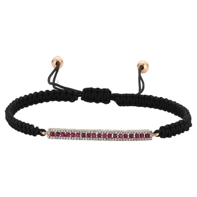 14k Gold Sapphire and Diamond Cord Bolo Bracelet For Sale at 1stDibs | diamond  cord bracelet, drawstring bracelet