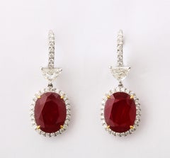 Ruby and Diamond Drop Dangle Earrings