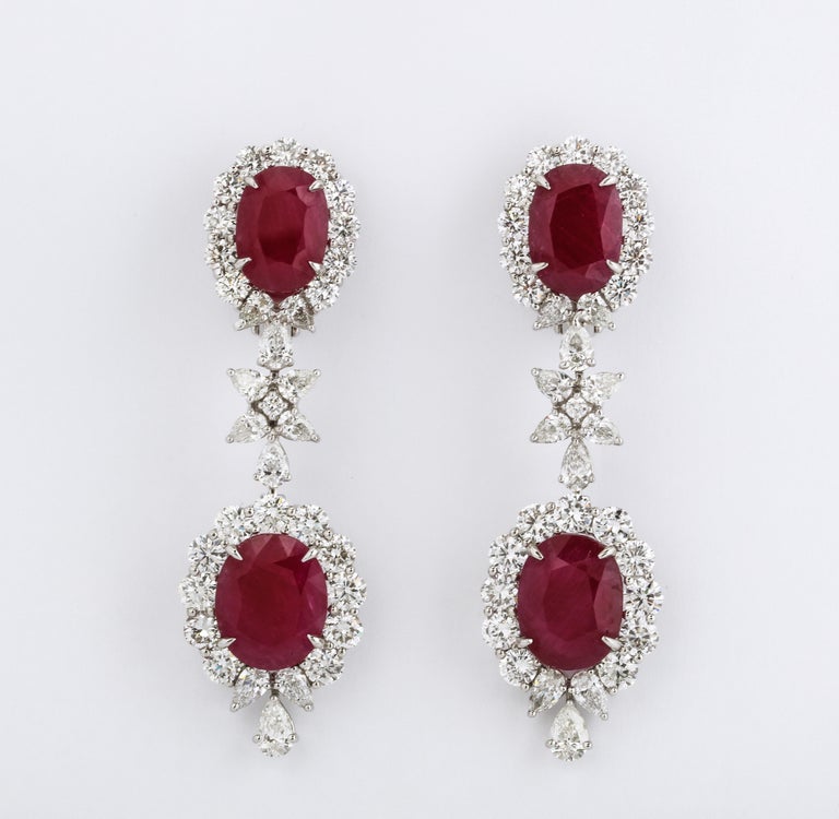 Ruby and Diamond Drop Earring For Sale at 1stDibs