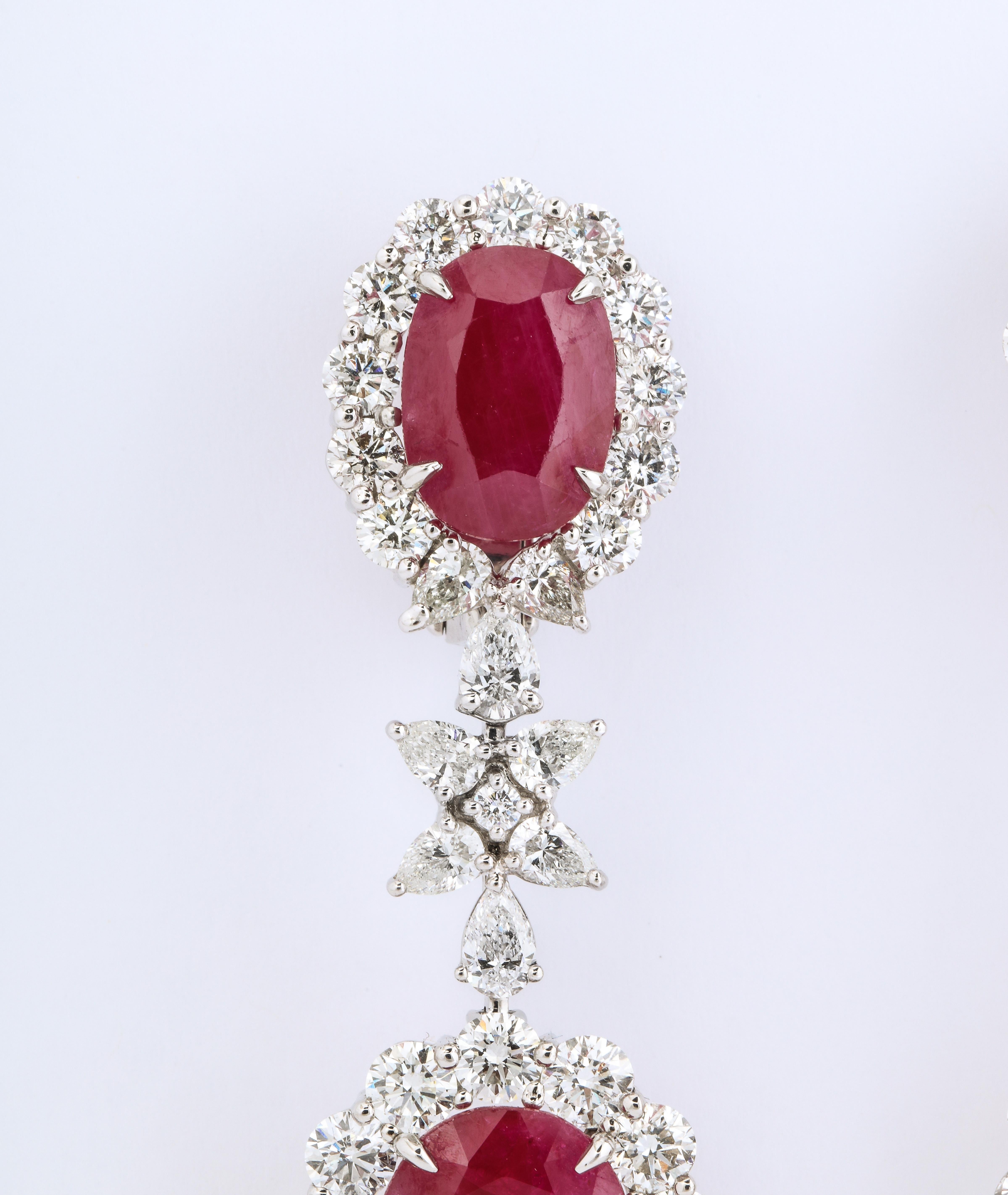 Ruby and Diamond Drop Earring In New Condition For Sale In New York, NY