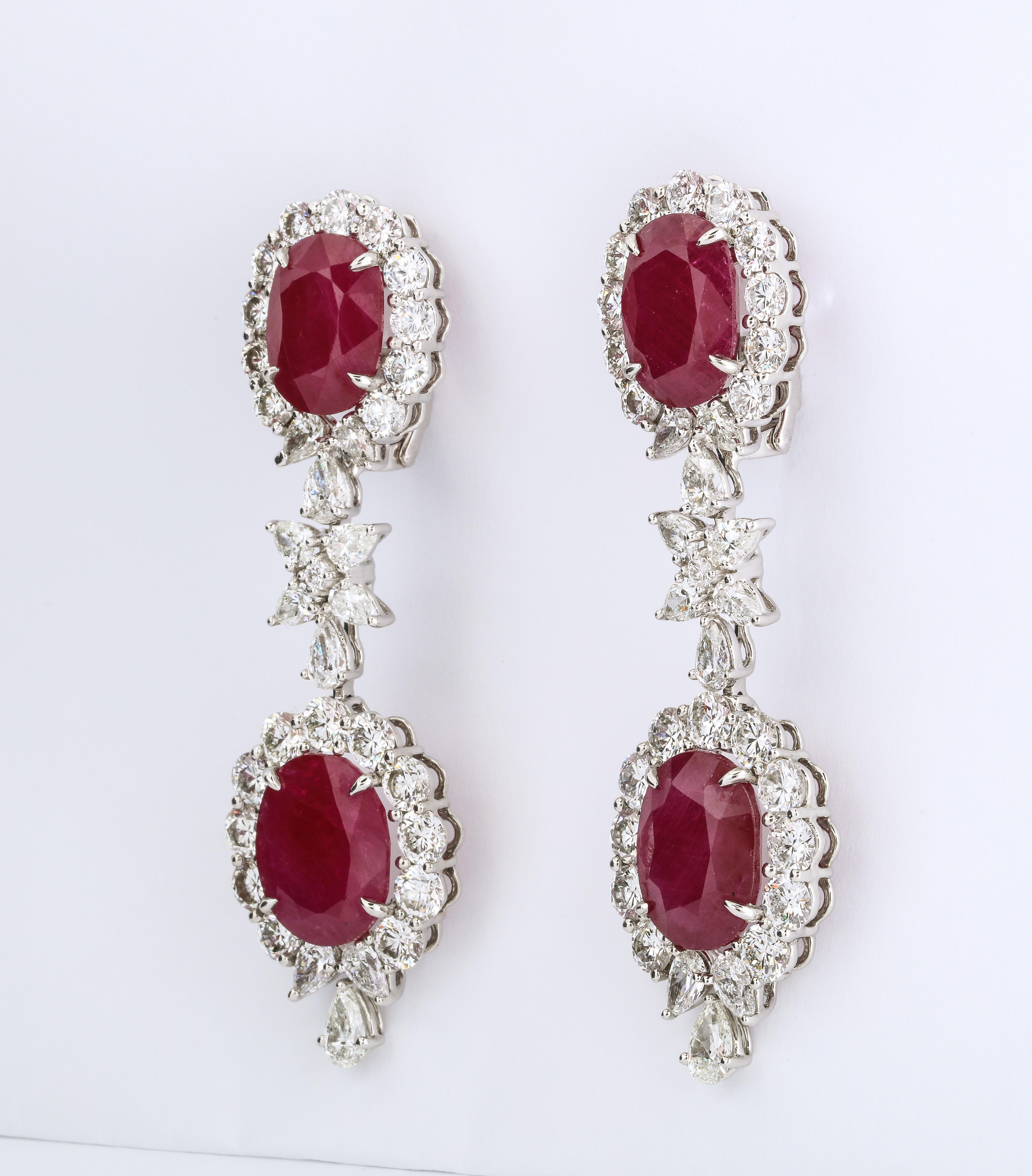 Women's Ruby and Diamond Drop Earring For Sale