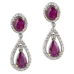 Ruby and Diamond Drop Earrings 7.67 Carats