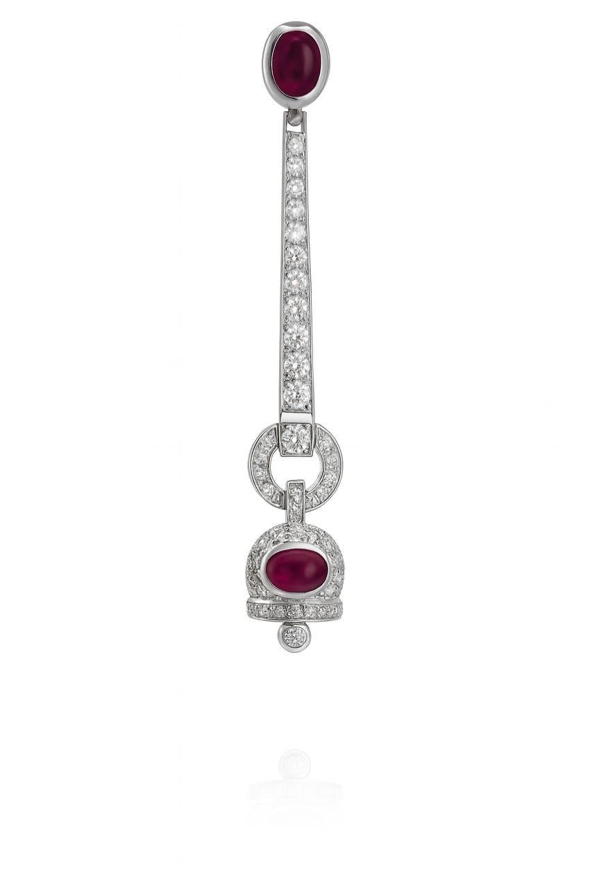 Ruby and Diamond drop earrings. in vendita 4