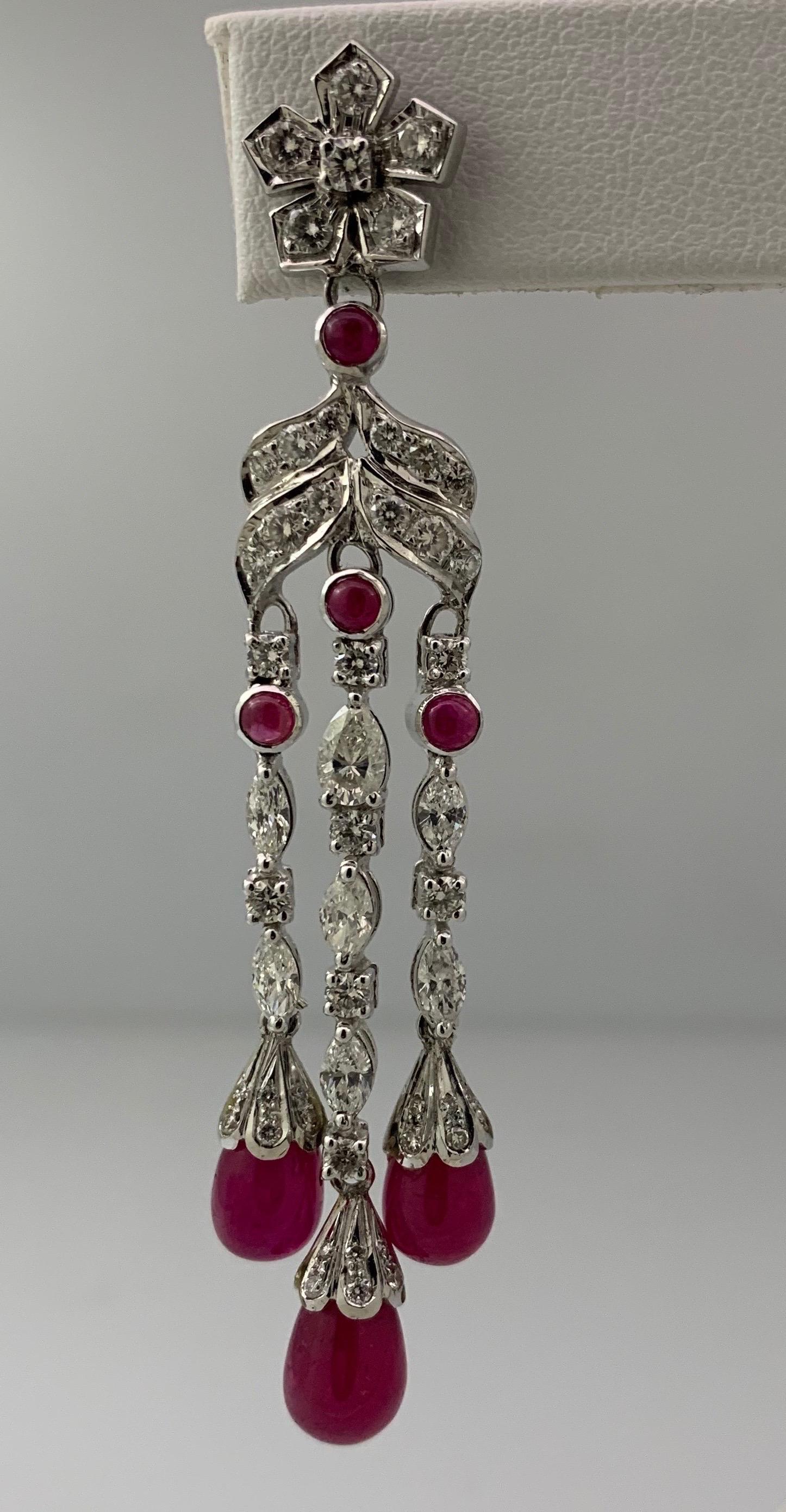 ruby and diamond dangle earrings