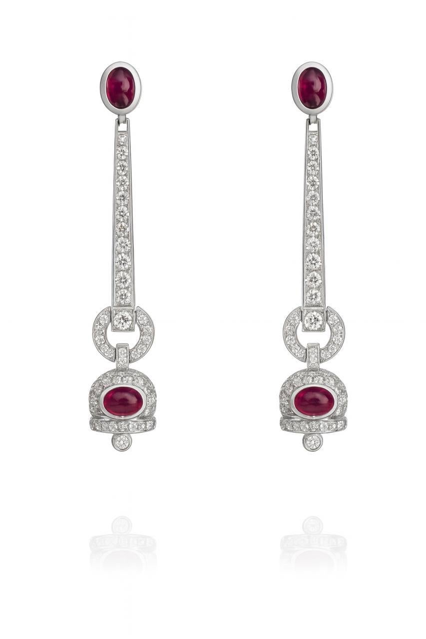 Ruby and Diamond drop earrings. in vendita 1