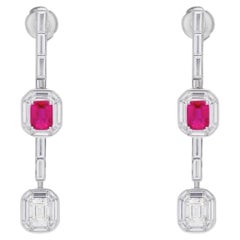 Pendants d'oreilles en rubis et diamants