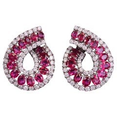 Ruby and Diamond Drop Earrings