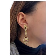 Pendientes de Gota de Rubí y Diamante en Oro Amarillo de 18k