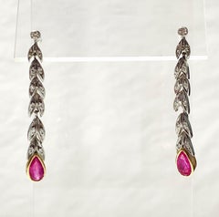 Ruby and Diamond Drop Earrings in Platinum and 18 Karat White Gold