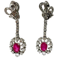 Ruby and Diamond Drop Earrings in Platinum