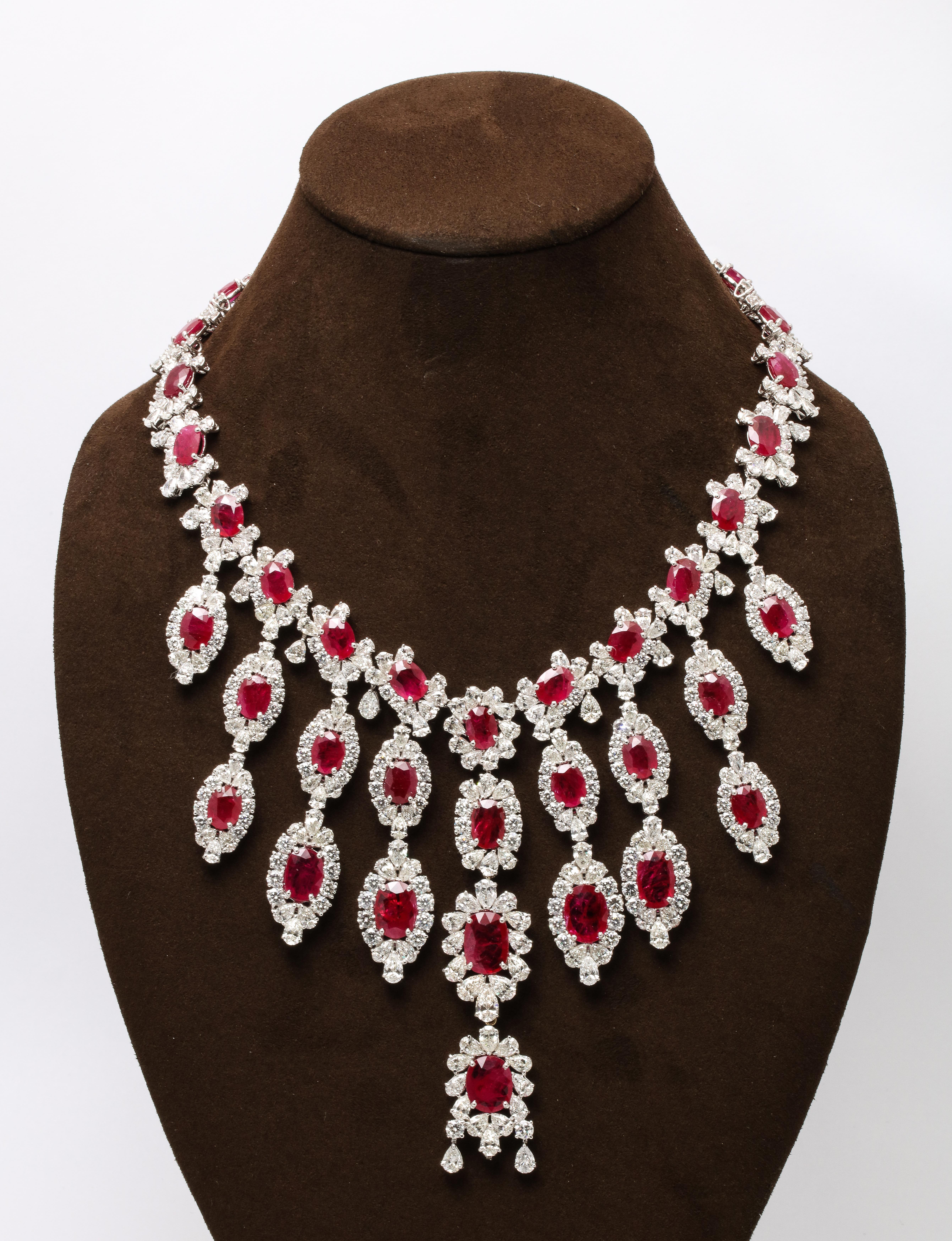 Ruby and Diamond Drop Necklace For Sale 4
