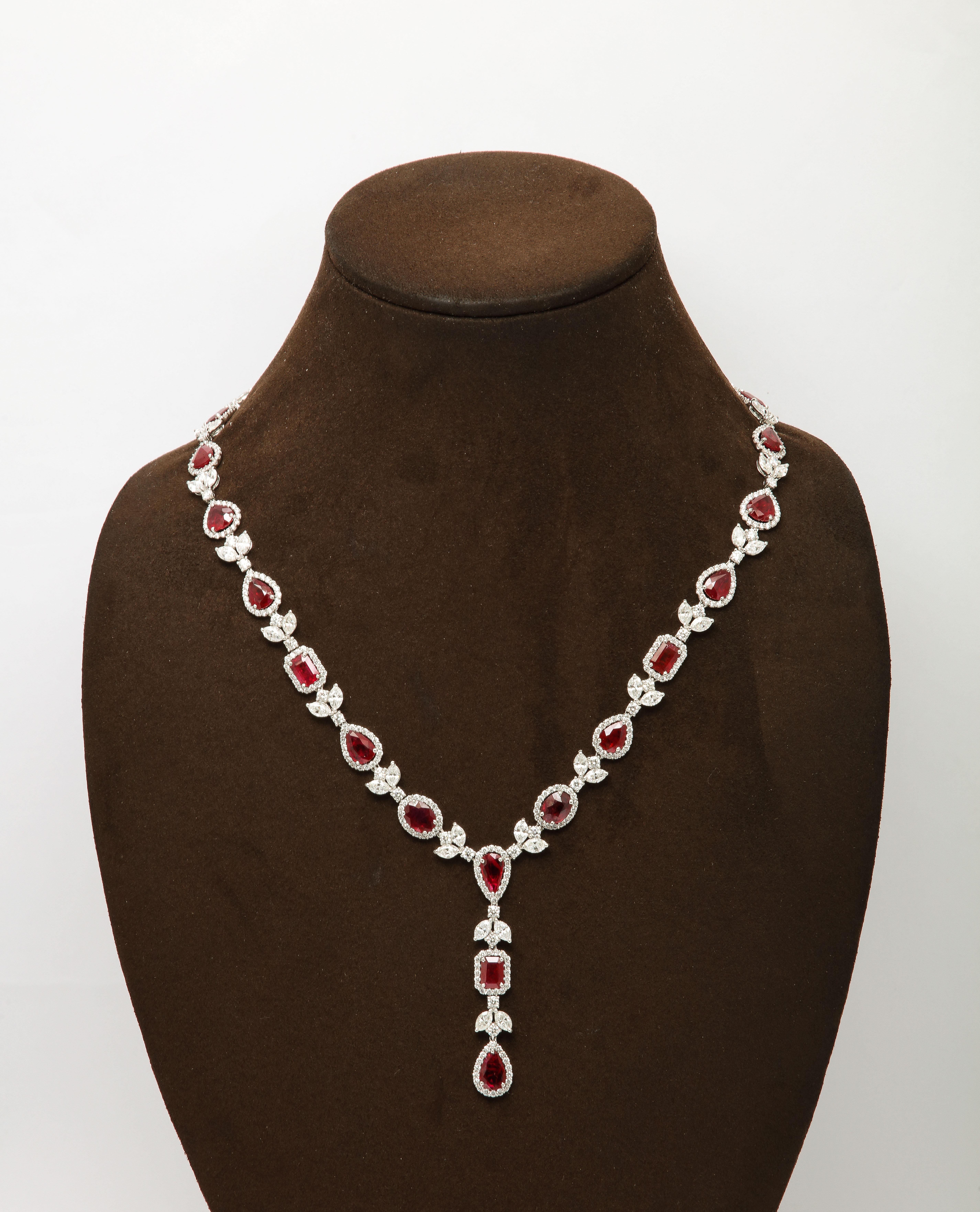 Ruby and Diamond Drop Necklace For Sale 5