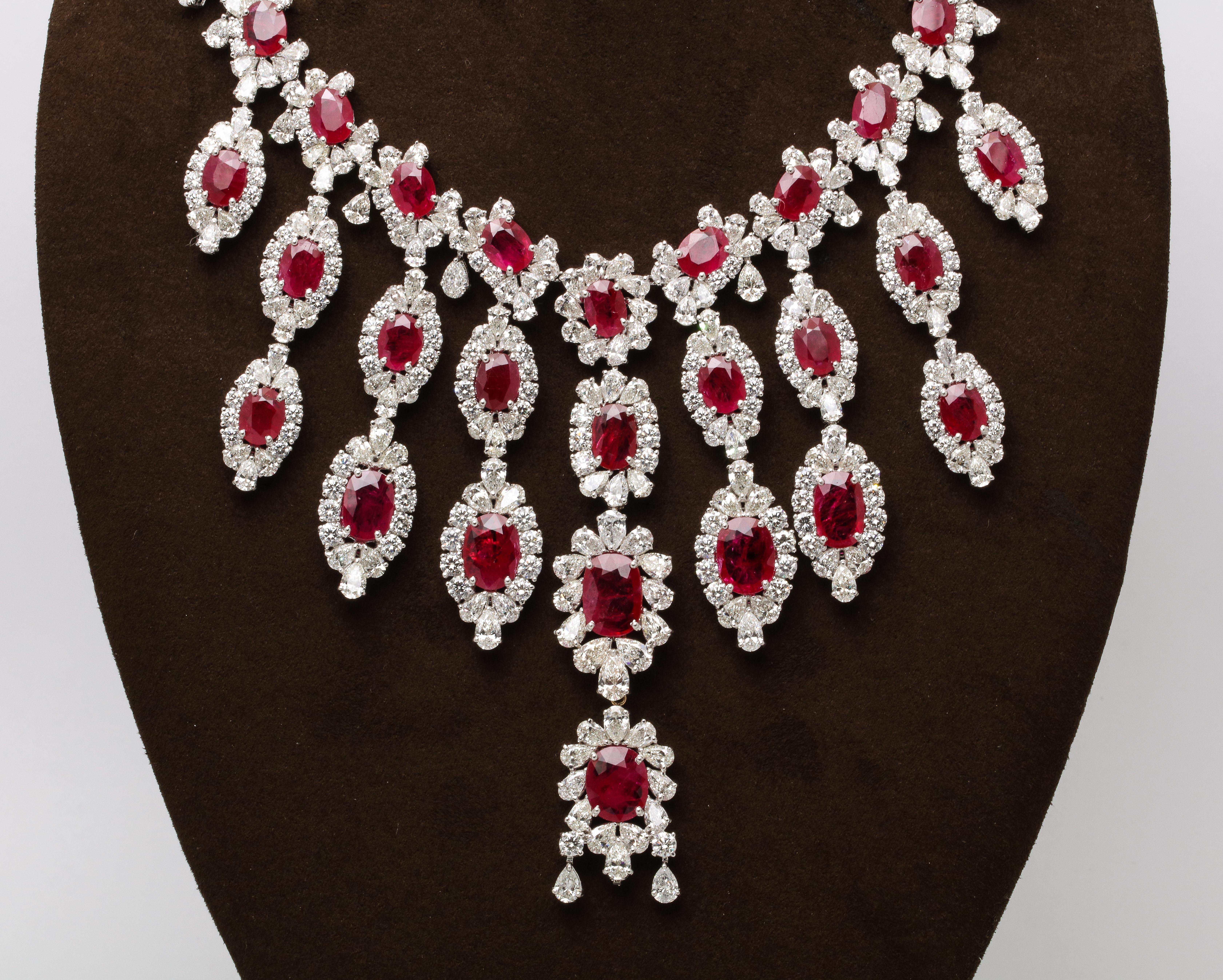 Ruby and Diamond Drop Necklace For Sale 5