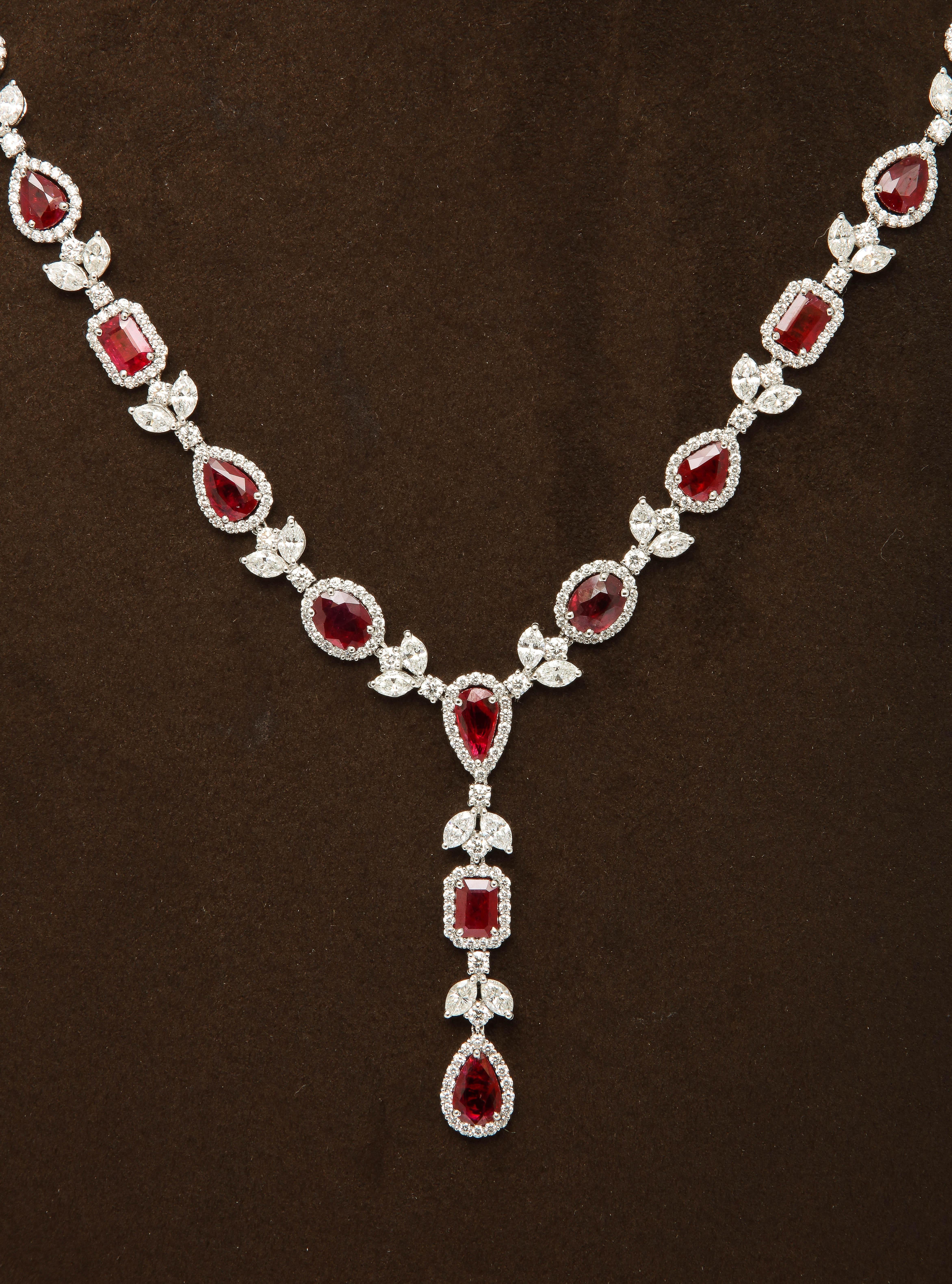Ruby and Diamond Drop Necklace For Sale 6