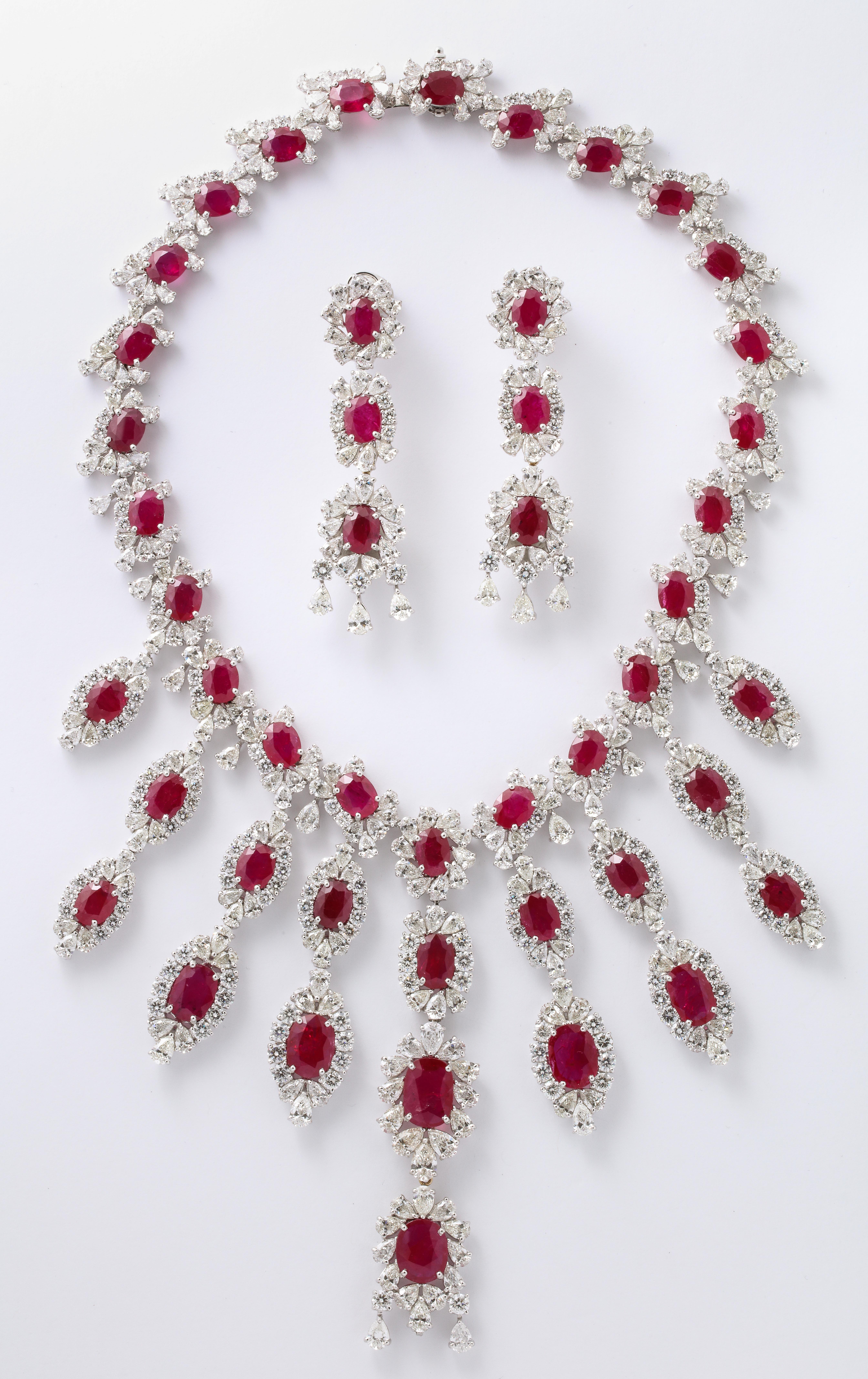 Ruby and Diamond Drop Necklace For Sale 6