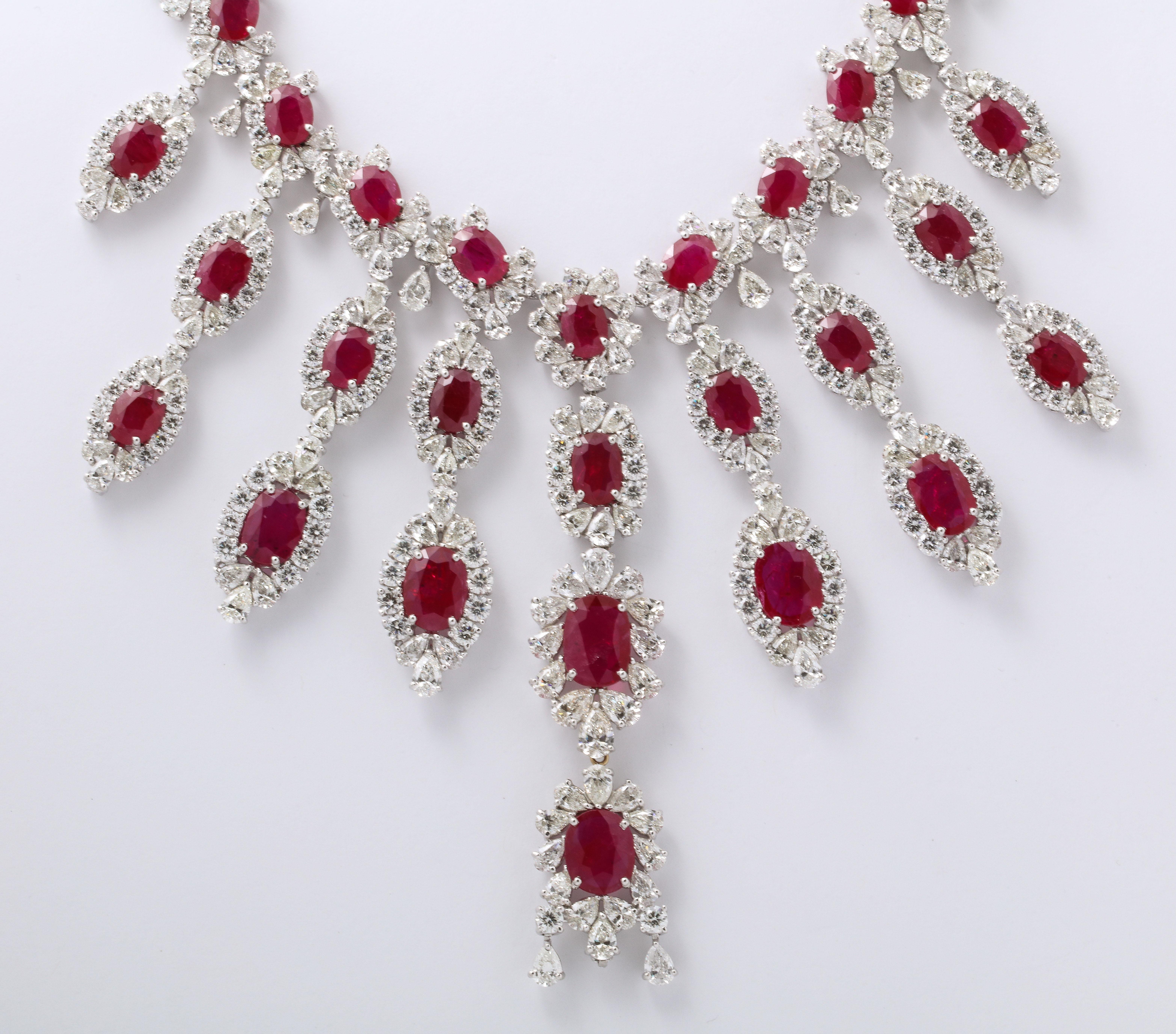 
A GRAND Ruby and Diamond Necklace. 

Over 100 carats of certified 