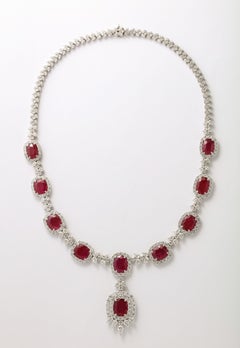 Ruby and Diamond Drop Necklace