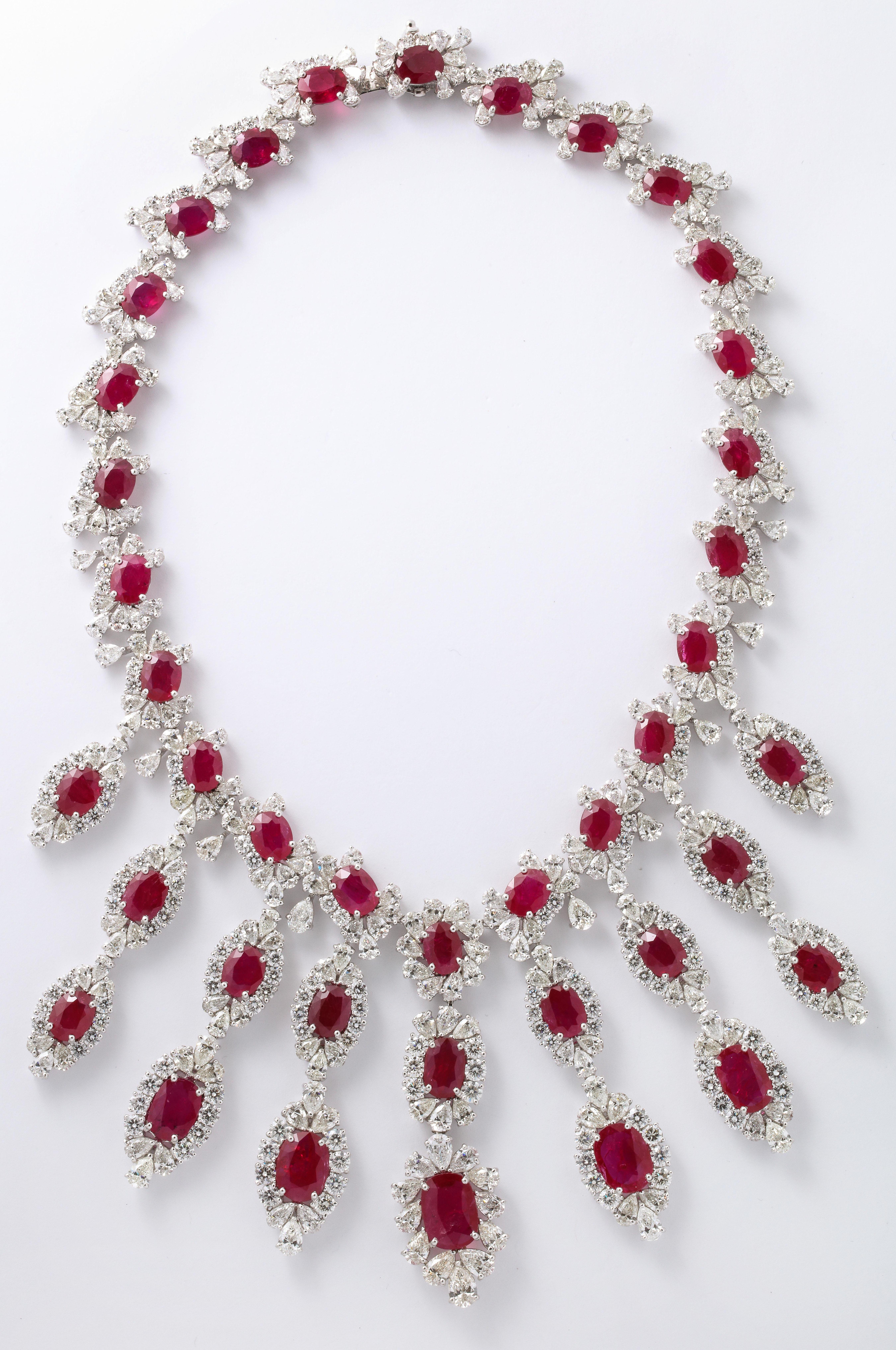 Ruby and Diamond Drop Necklace For Sale 1