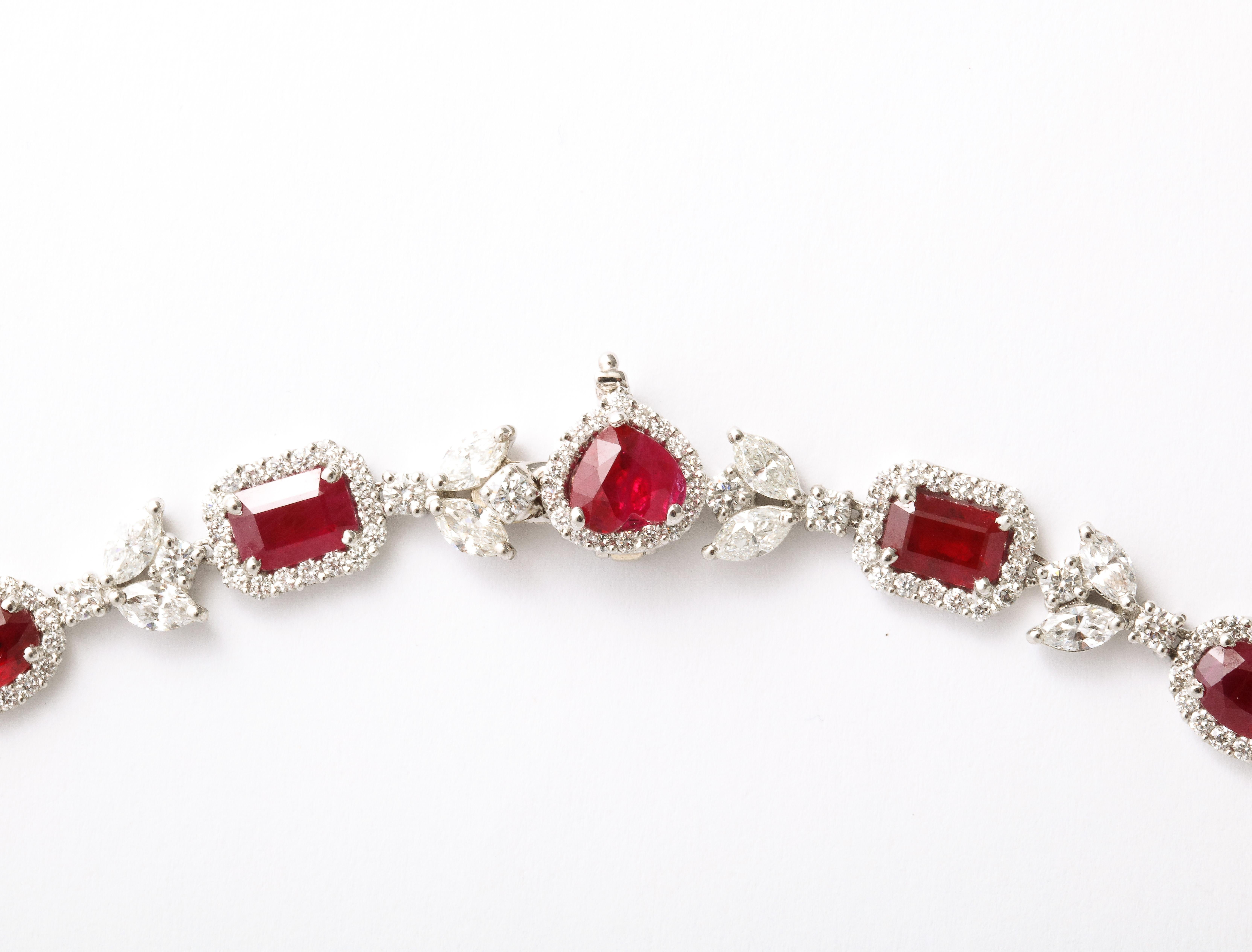 Ruby and Diamond Drop Necklace For Sale 2