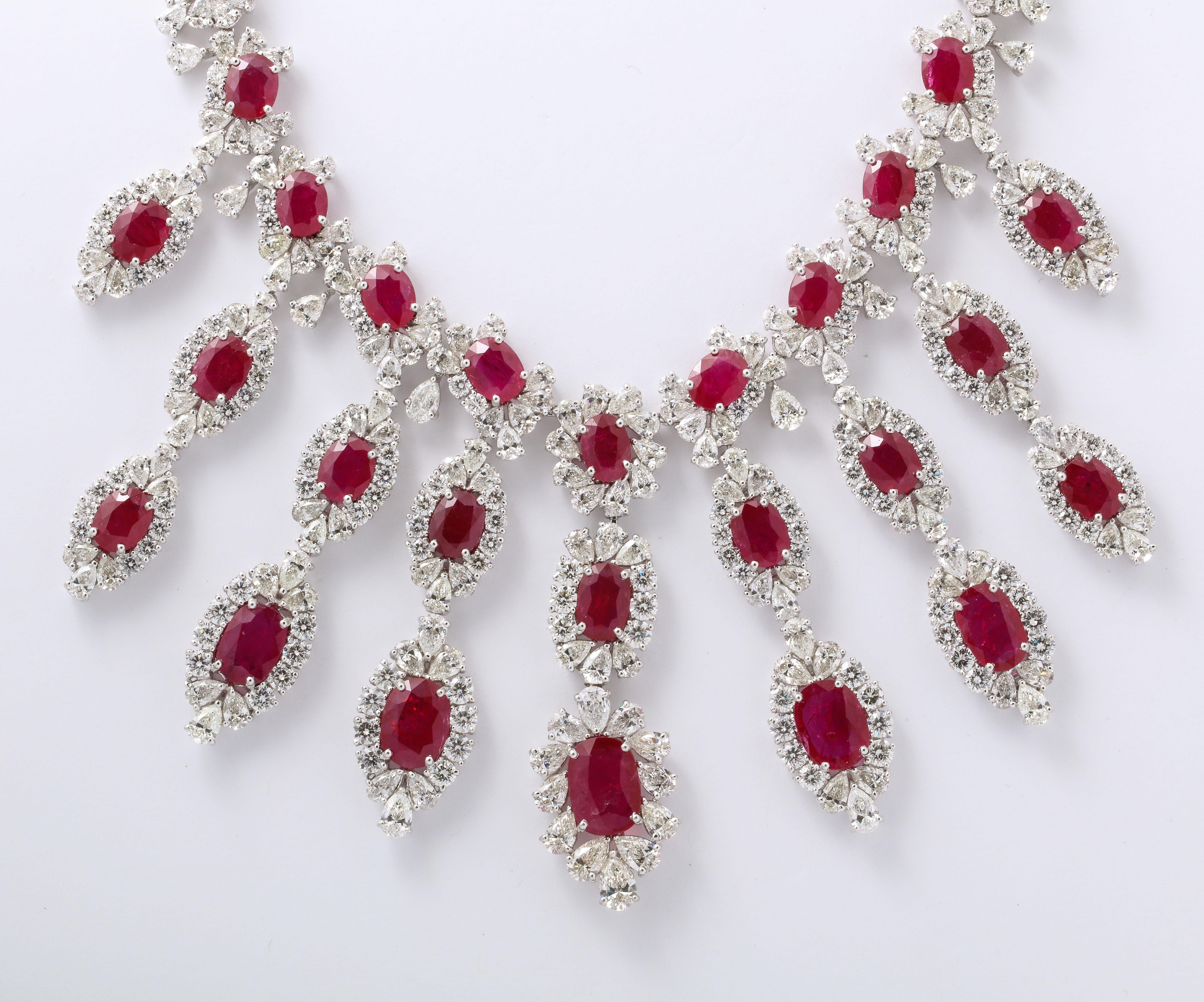 Ruby and Diamond Drop Necklace For Sale 2