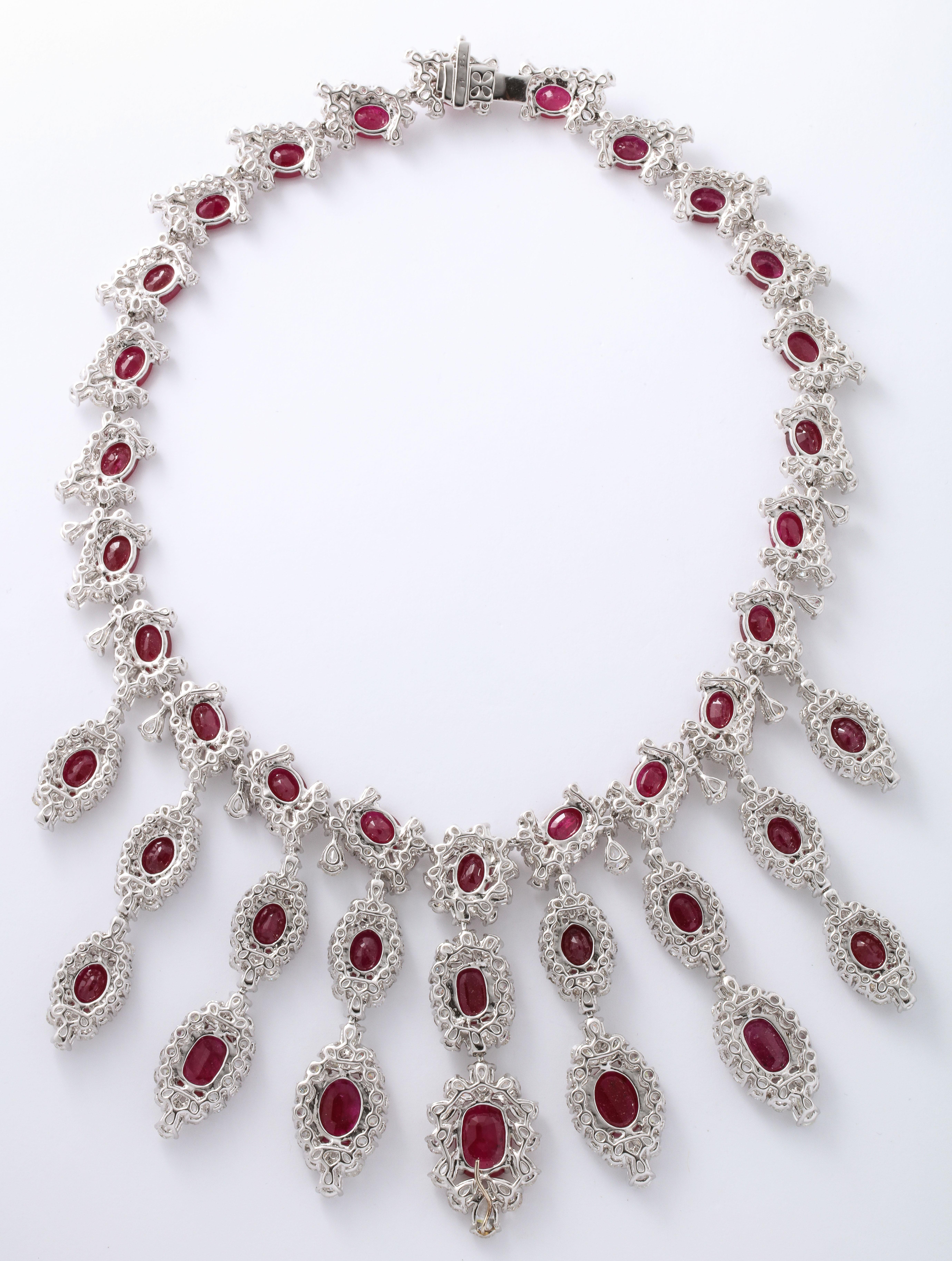 Ruby and Diamond Drop Necklace For Sale 3