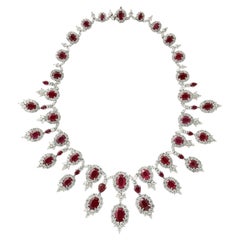 Collier à gouttes en rubis et diamants