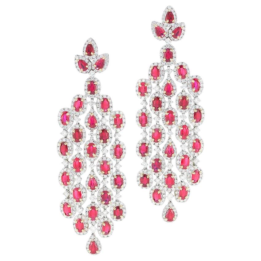 Ruby And Diamond Earring In 18K Gold