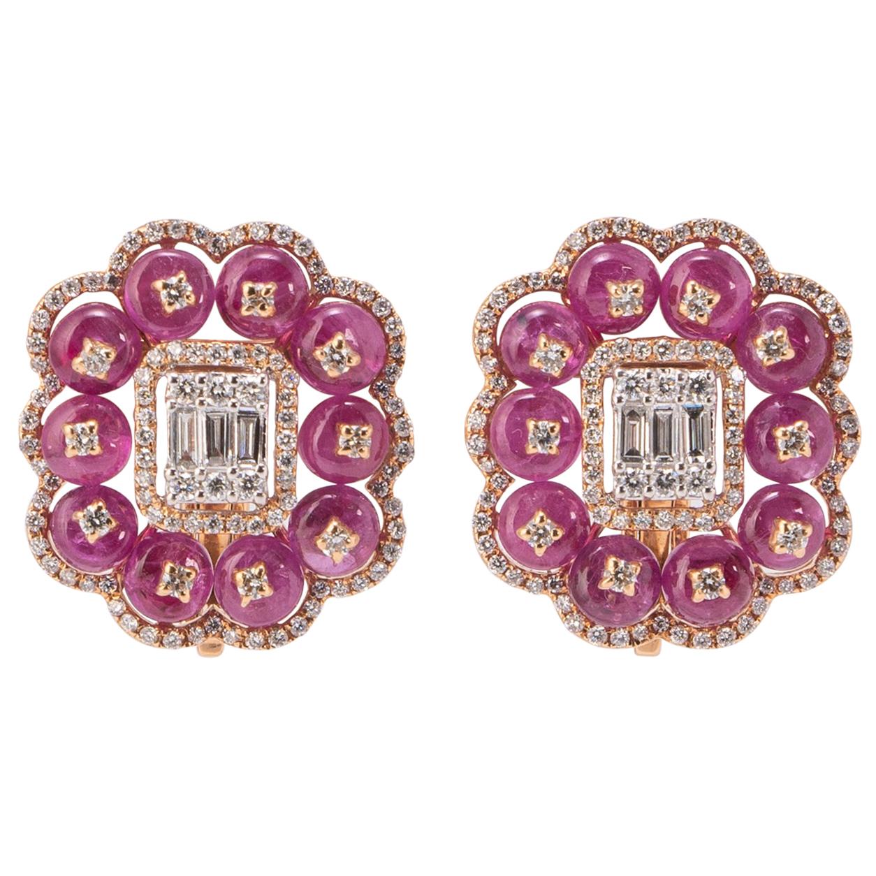 Ruby and Diamond Earring Studs
