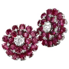 Ruby and Diamond Earrings 18 Karat White Gold