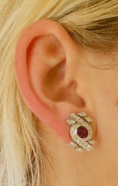 Ruby and Diamond Earrings circa 1930s in Platinum