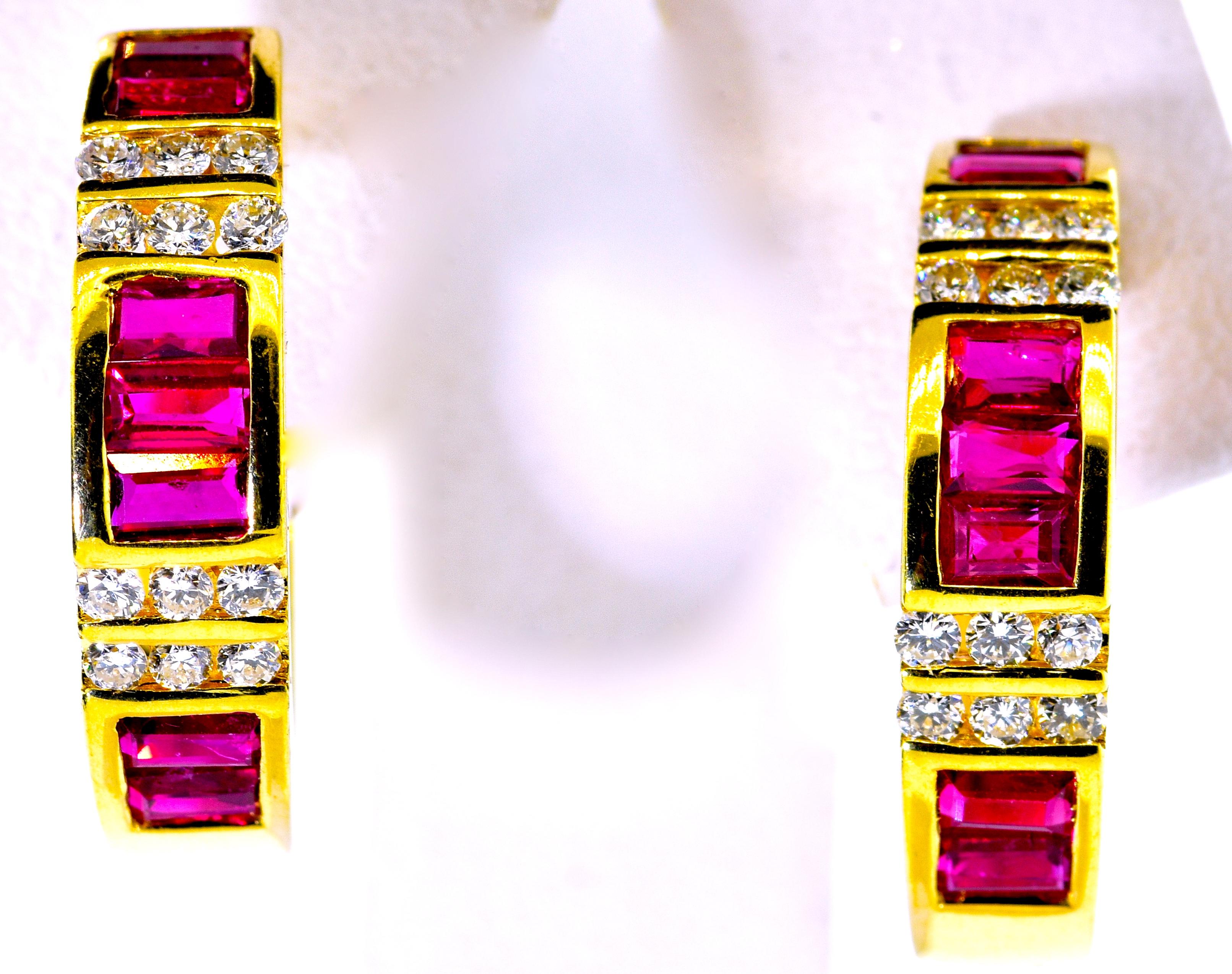 Contemporary Ruby and Diamond Earrings