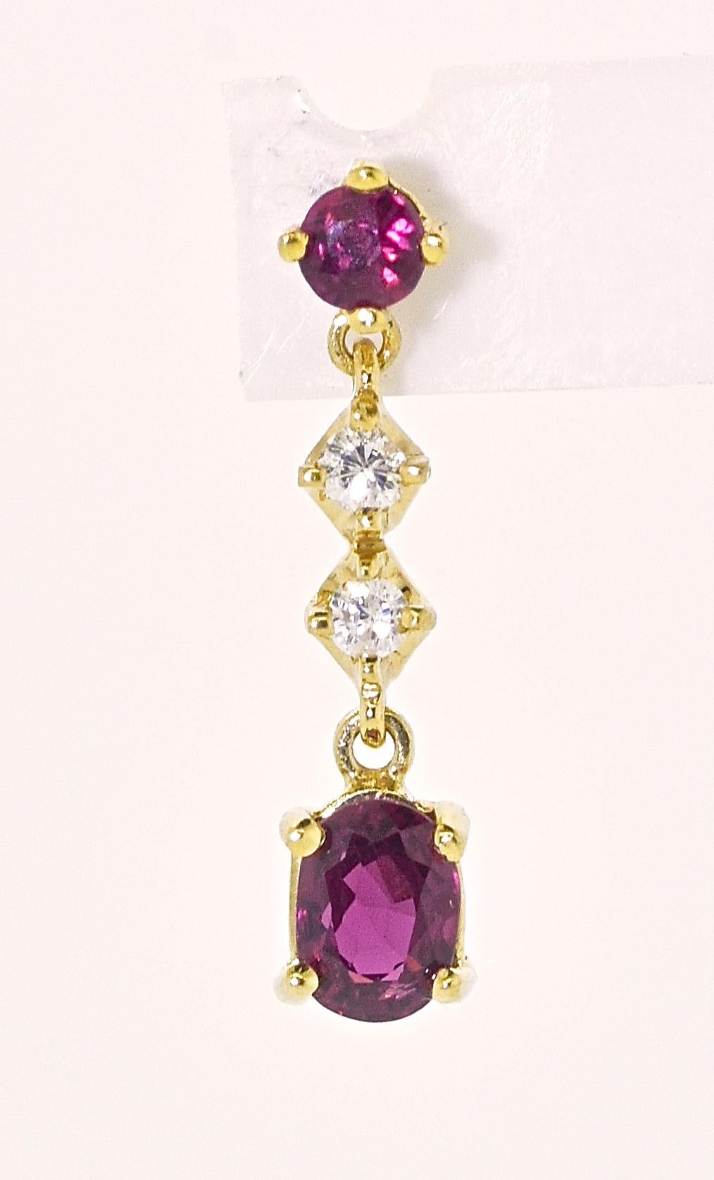 Contemporary Ruby and Diamond Earrings