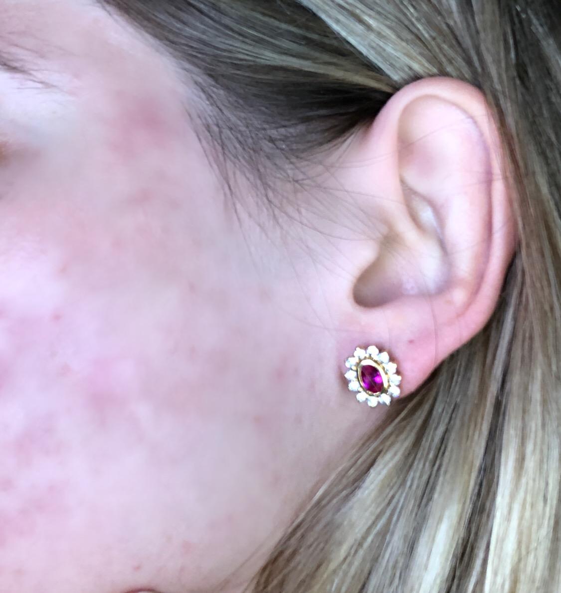 Ruby and Diamond Earrings In Good Condition In Sarasota, FL