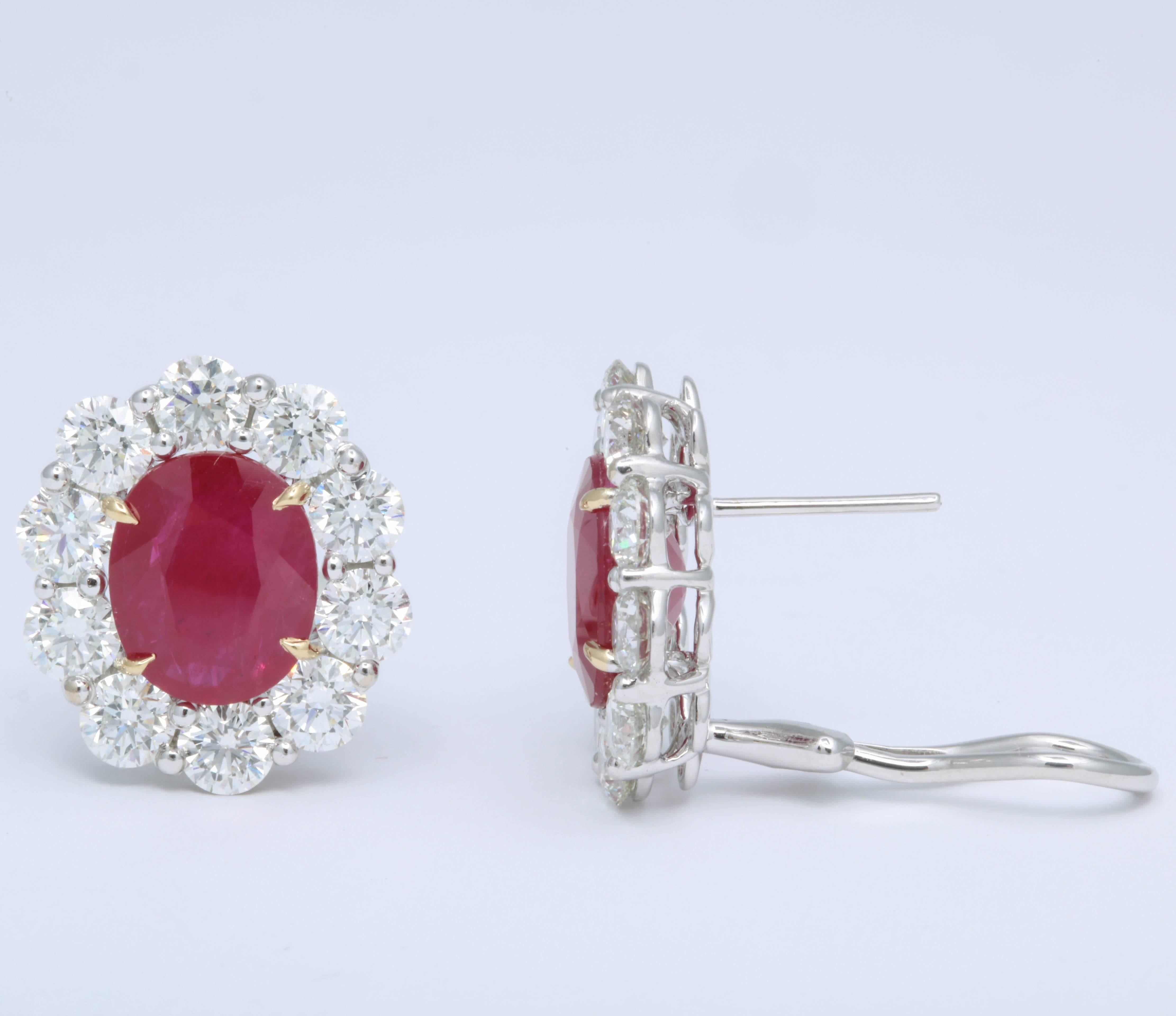 Rubin- und Diamant-Ohrringe für Damen oder Herren im Angebot