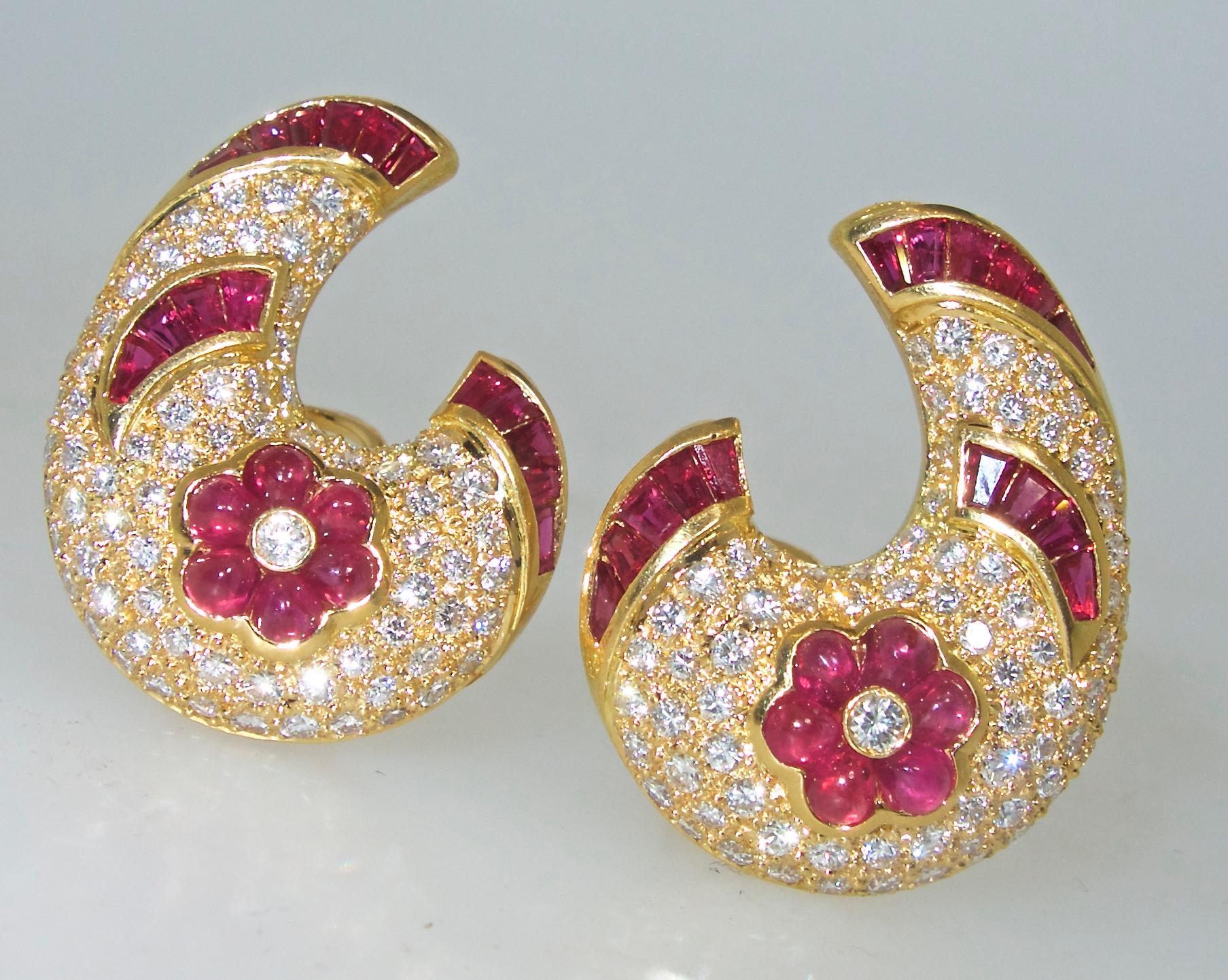 Ruby and Diamond Earrings In Excellent Condition In Aspen, CO