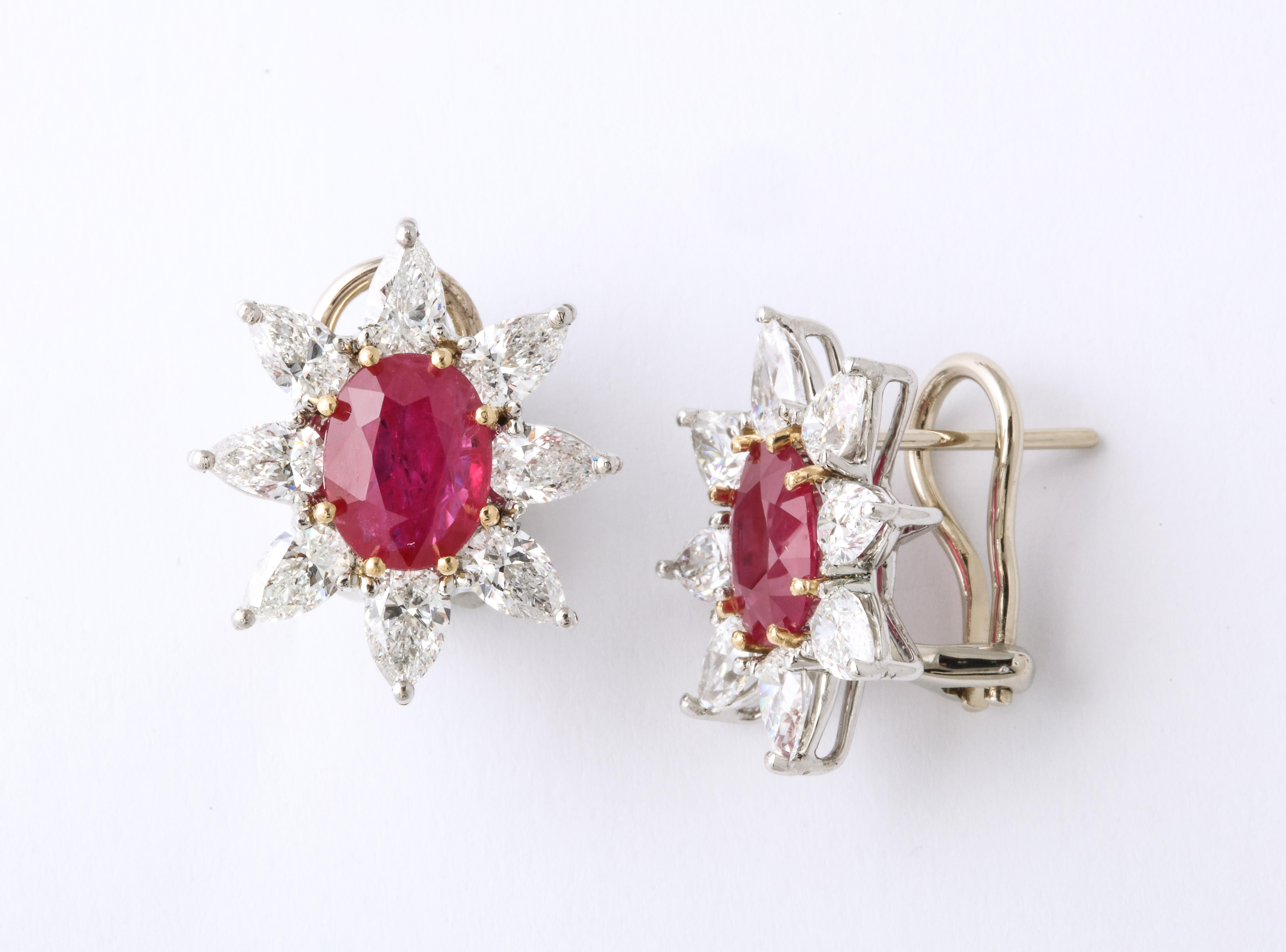 Women's or Men's Ruby and Diamond Earrings For Sale