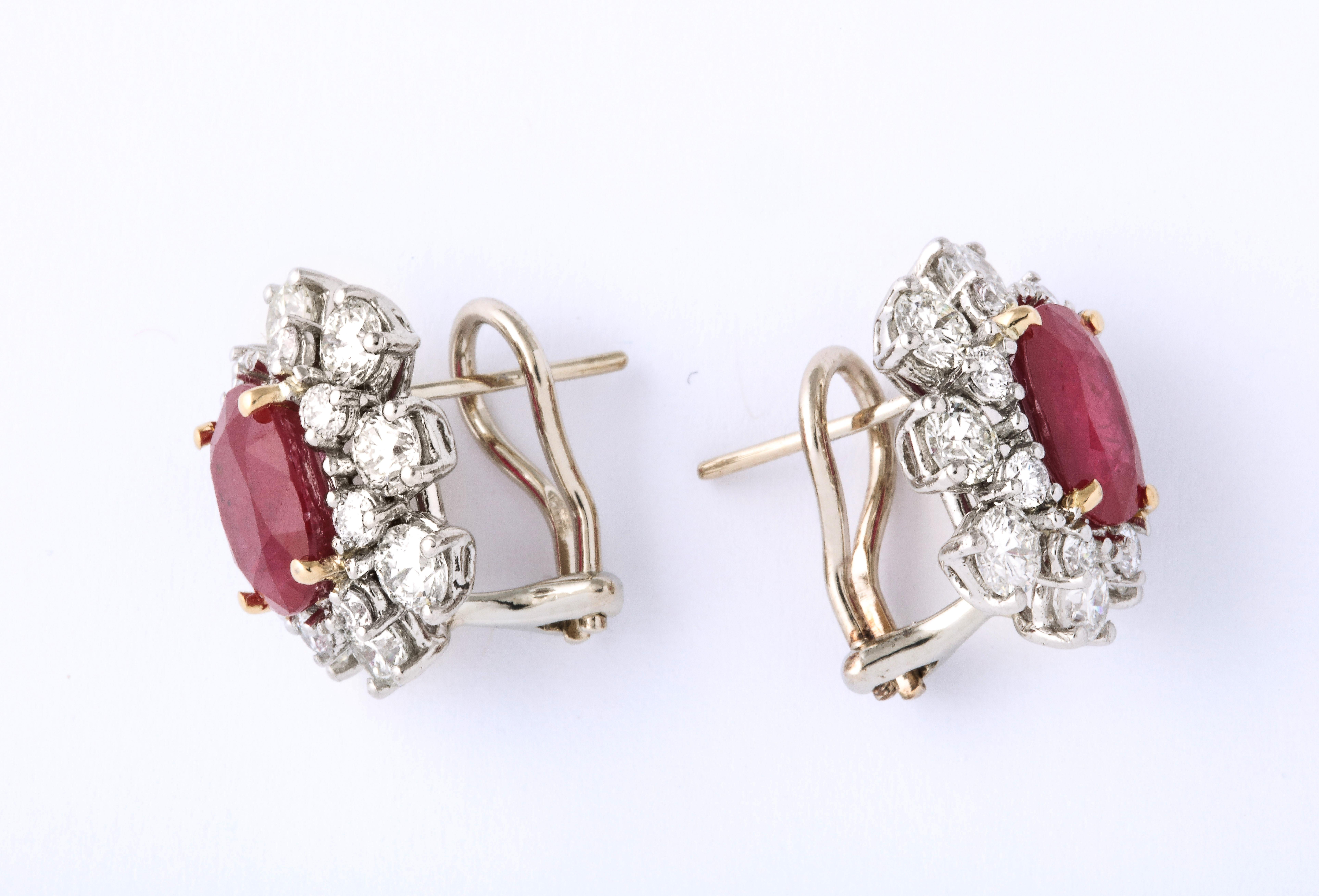 Women's or Men's Ruby and Diamond Earrings For Sale