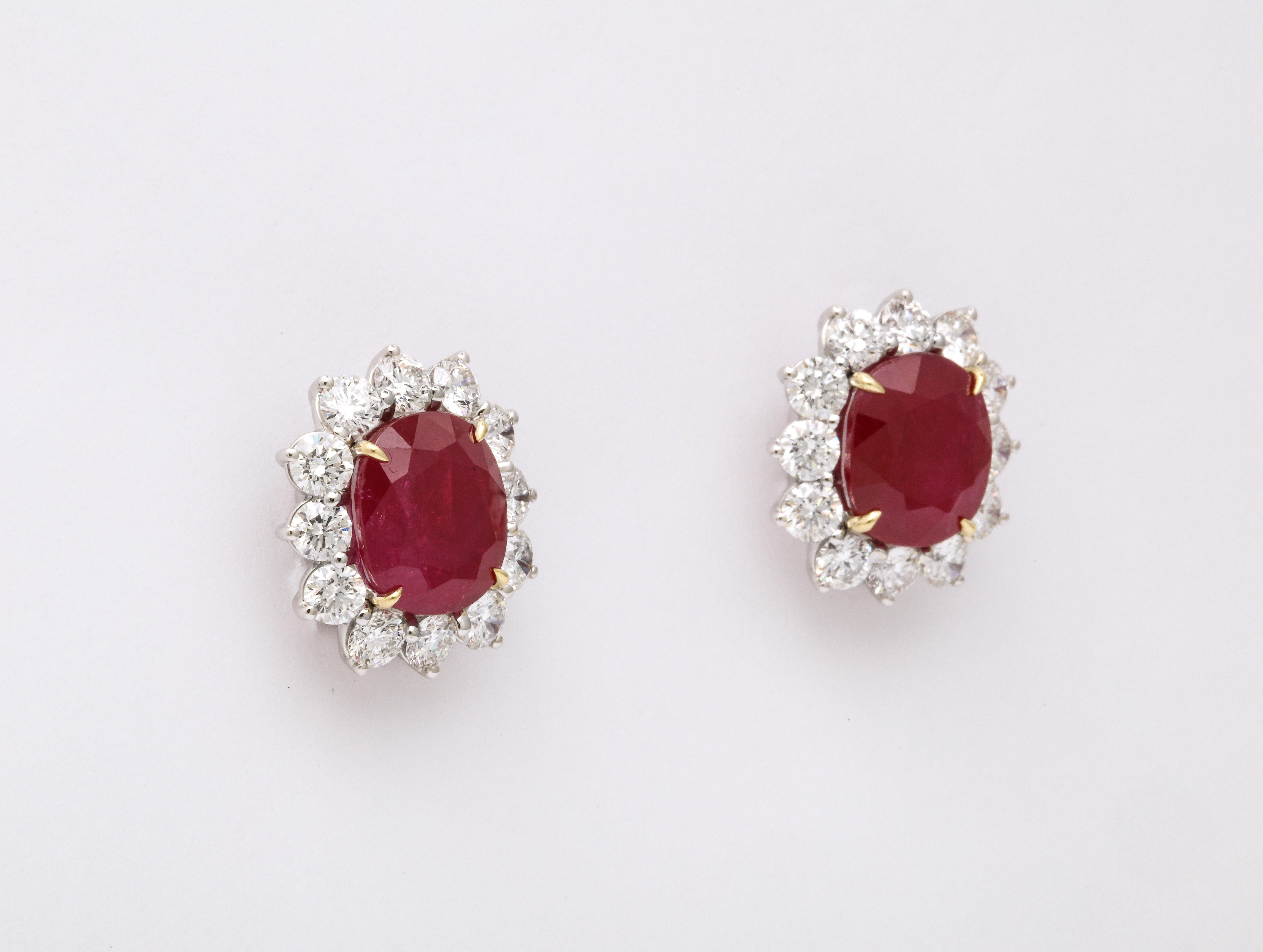 Women's Ruby and Diamond Earrings For Sale