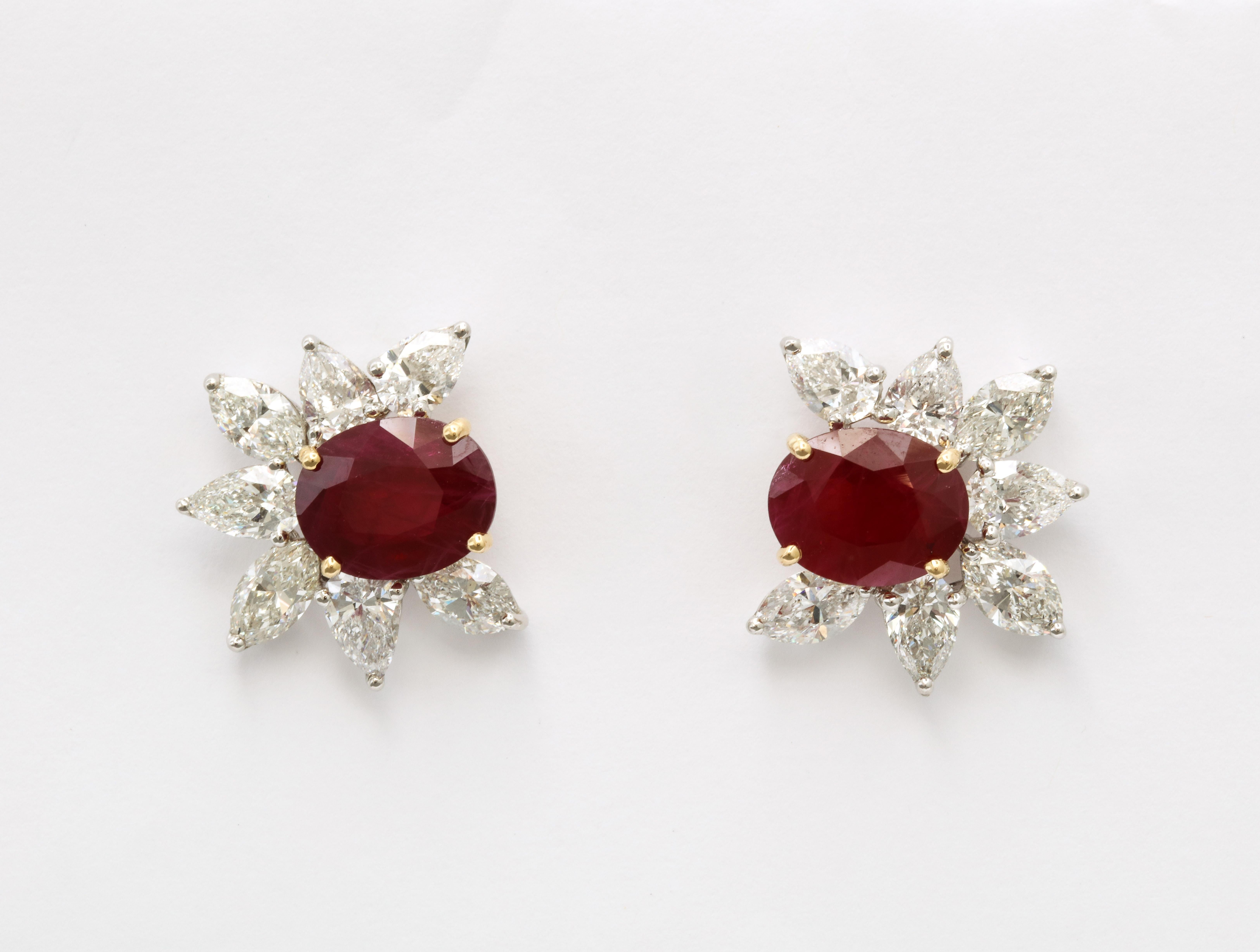 Rubin- und Diamant-Ohrringe Damen im Angebot