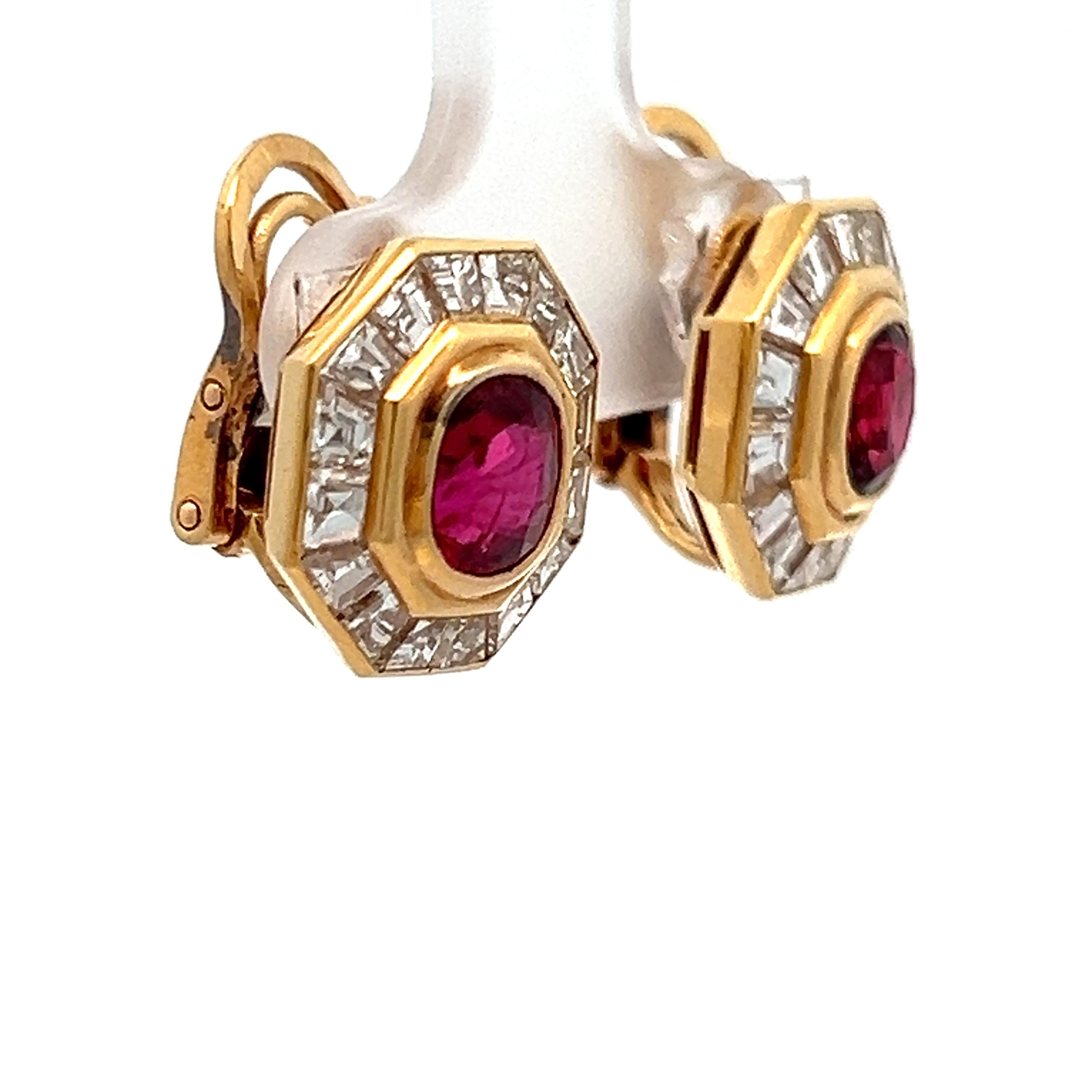 Women's Ruby and Diamond Earrings For Sale