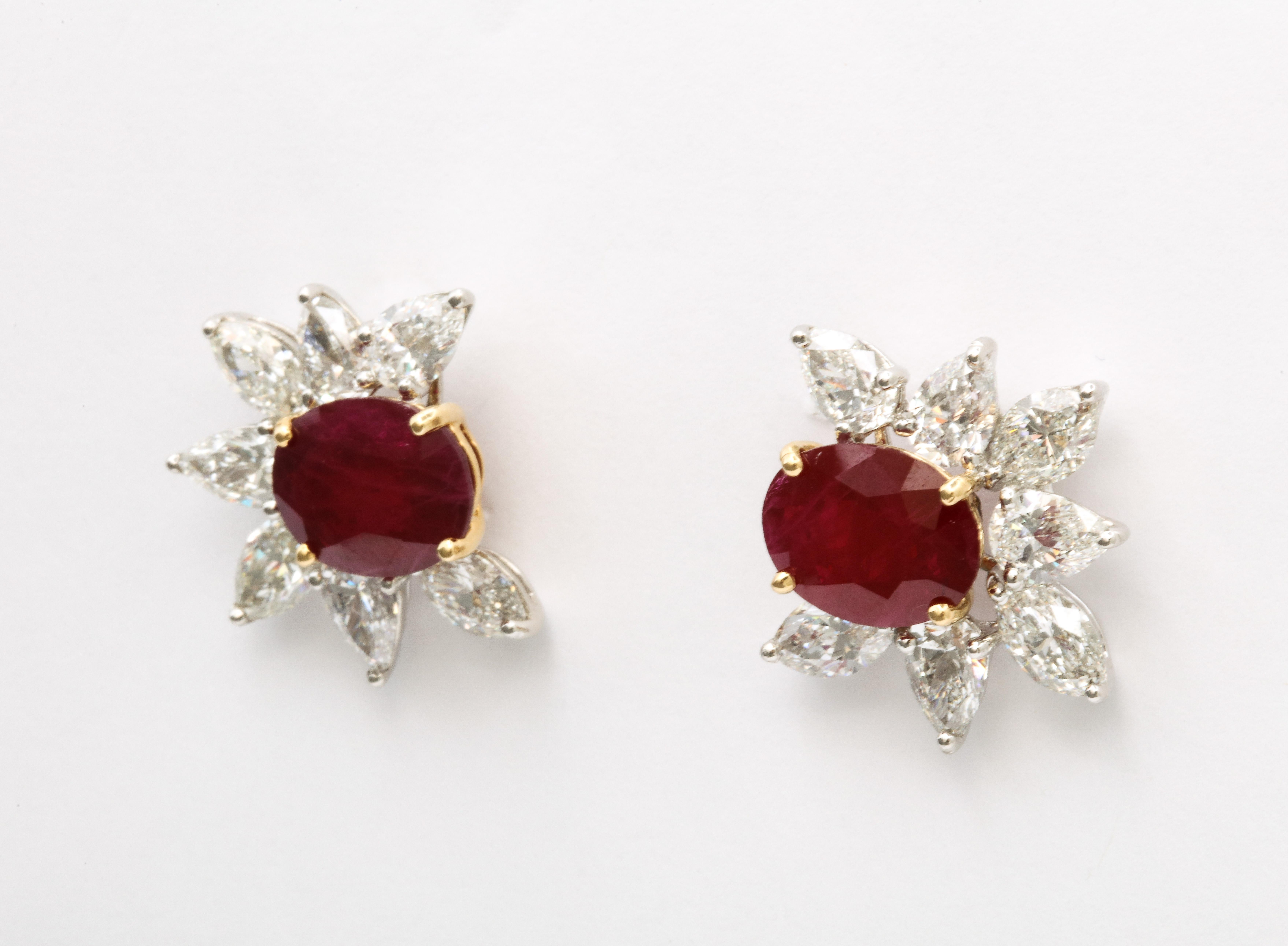 Boucles d'oreilles rubis et diamants en vente 2